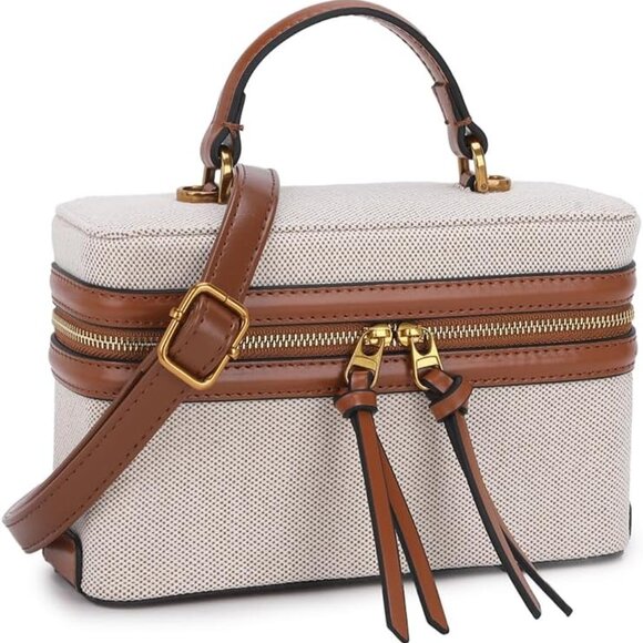 Compact Vegan Leather Women’s Crossbody Satchel - Stylish Essentials Storage - Picture 1 of 9